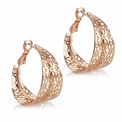 Designer rose gold cut out hoop earring